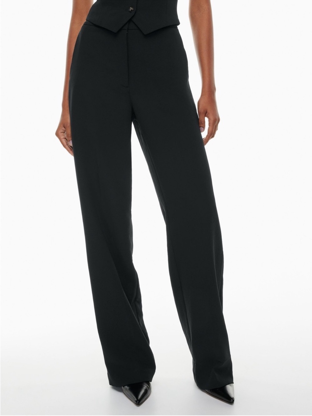 Aritzia Wilfred Black High-Waist Pleated Trousers